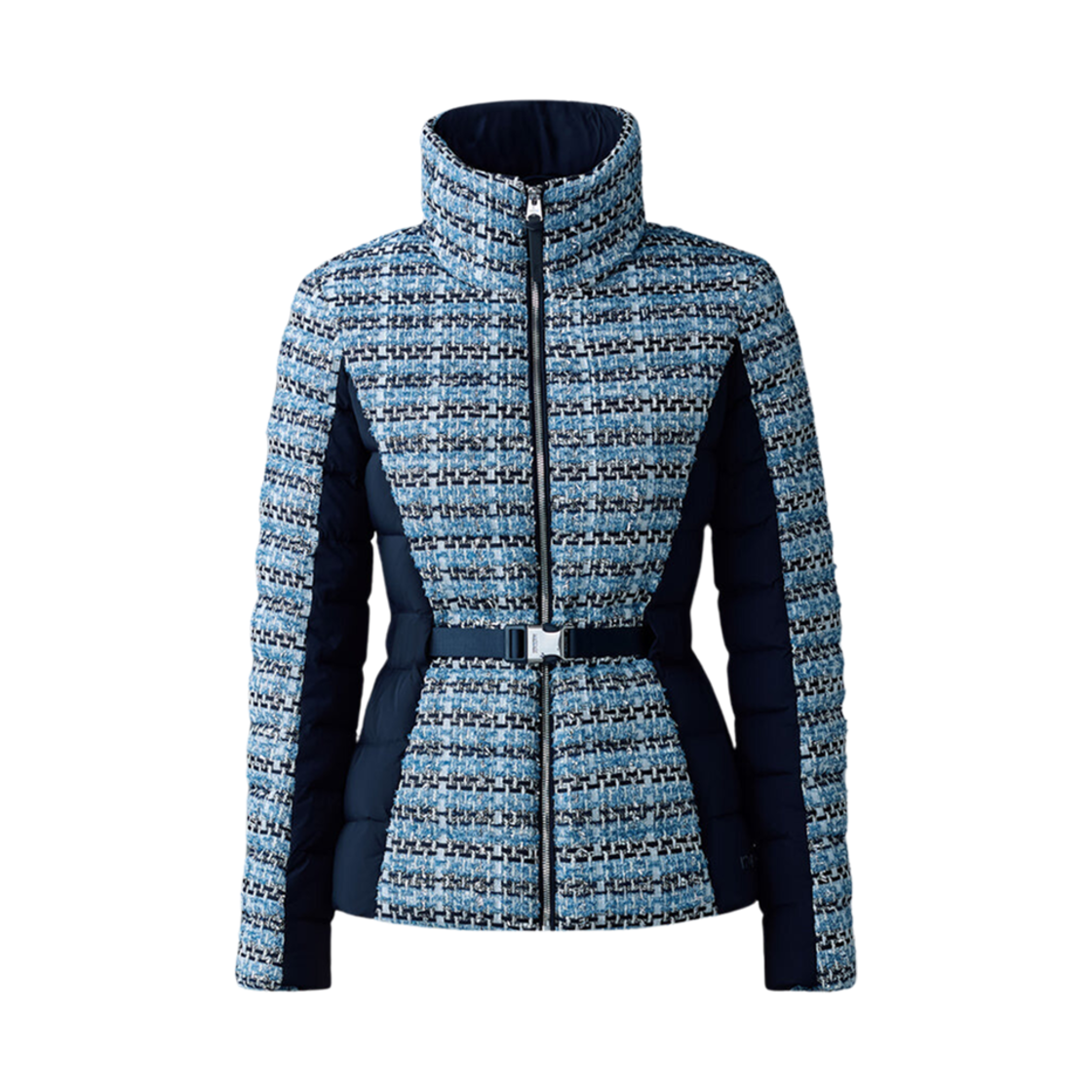 EVITA-TW (W) Mackage Evita-TW Mix Media Light Down Tweed Jacket Sky Blue Multi