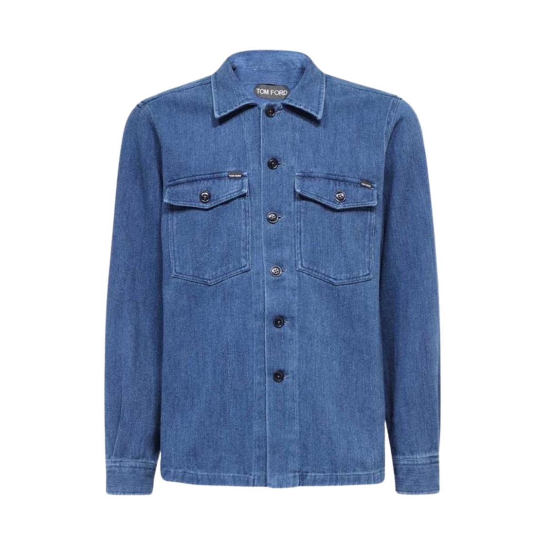 HXH003-FMC058F23-HB004 Tom Ford Double Pocket Denim Overshirt Blue