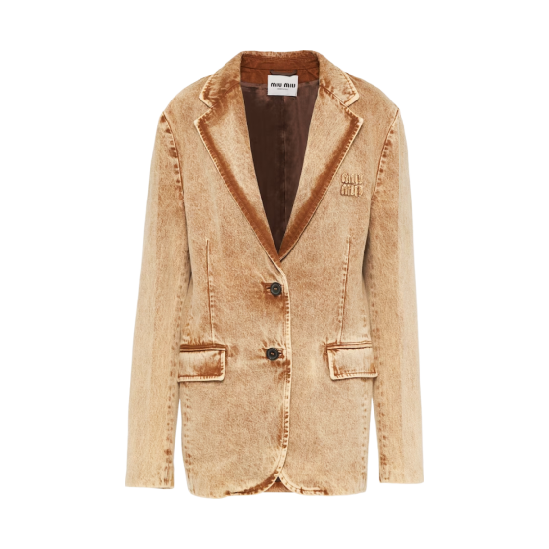 (W) 미우 미우 마블 데님 자켓 코냑((W) Miu Miu Marbleized Denim Jacket Cognac) - 1