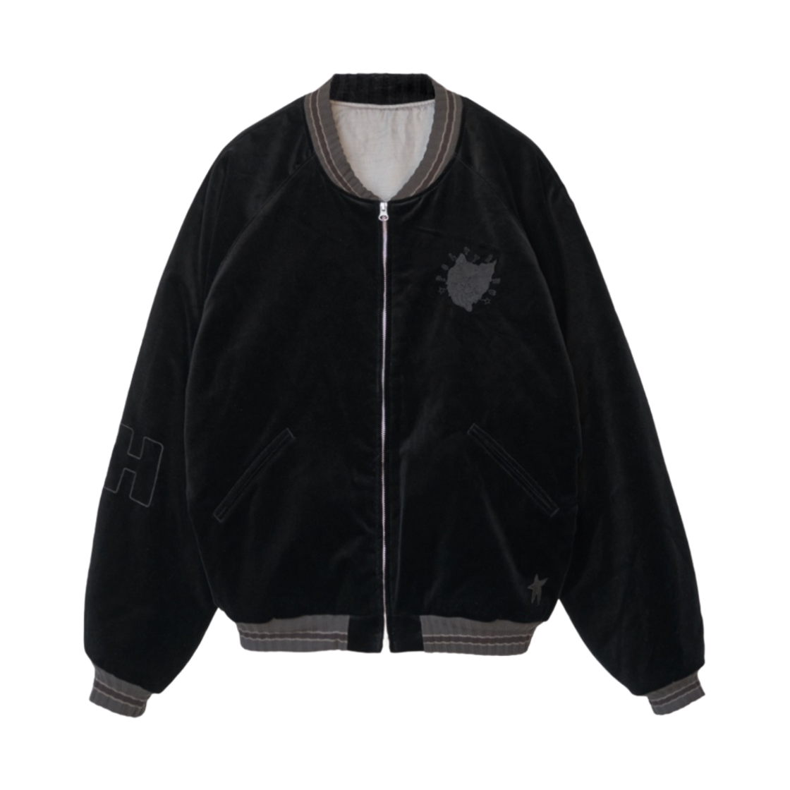 폴리테루 x 행크 벨벳 수베니어 자켓 블랙 - 23FW(Polyteru x HANK Velvet Souvenir Jacket Black - 23FW)