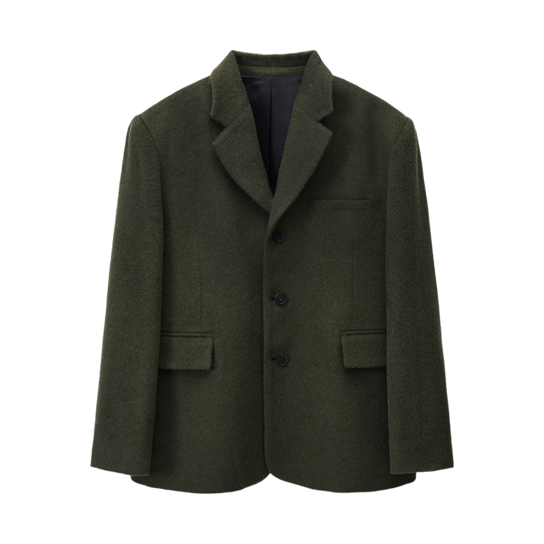 에스티유 백 버튼 싱글 블레이져 그린