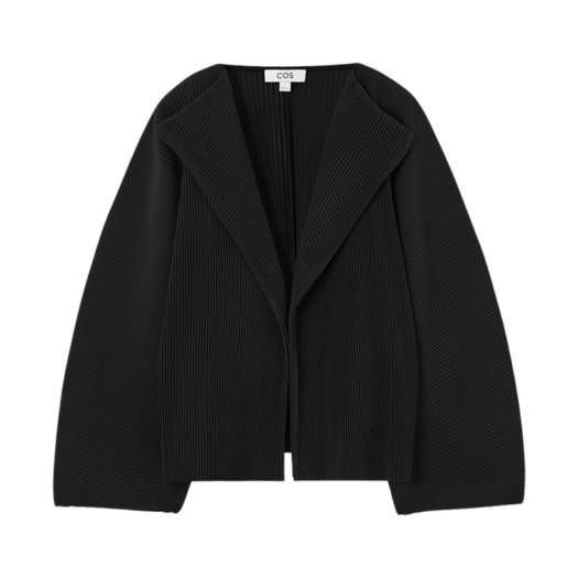 1246096001 (W) COS Pleated Open Lapel Jacket Black