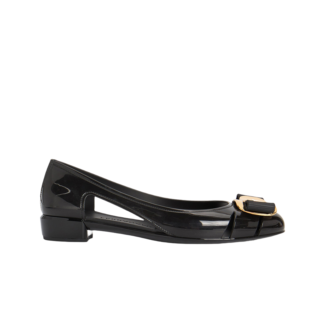 (W) 페라가모 바라 보우 젤리 플랫슈즈 블랙 - C((W) Ferragamo Vara Bow Flat shoes Black - C)