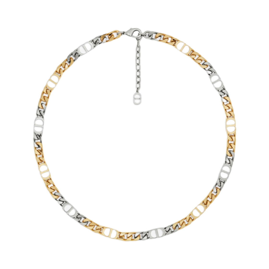 디올 CD 아이콘 씬 체인 링크 네클리스 골드 실버 피니쉬 브래스(Dior CD Icon Thin Chain Link Necklace Gold Silver Finish Brass) - 1