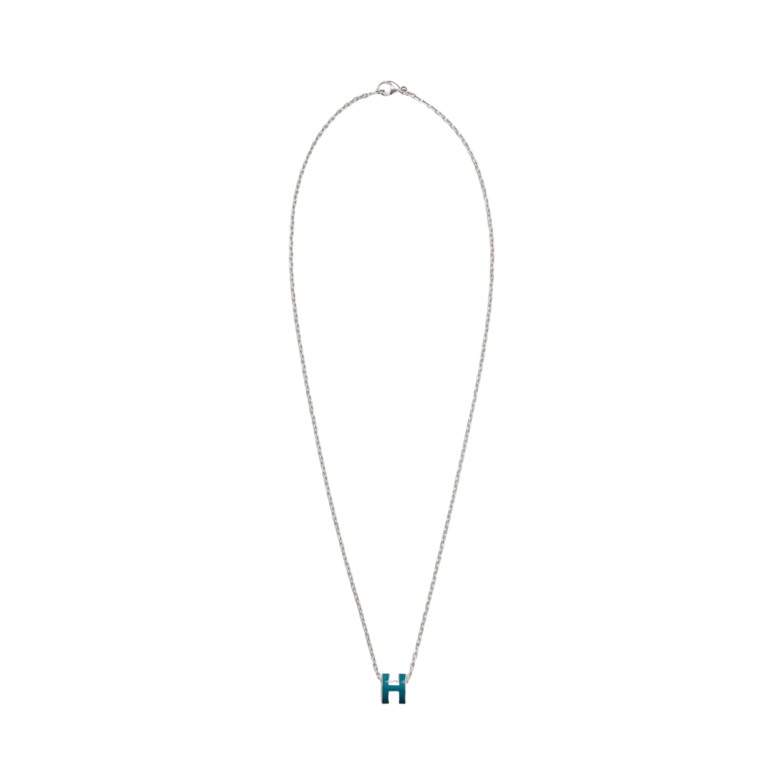 (W) 에르메스 미니 팝아슈 펜던트 팔라듐 하드웨어 & 블루 진((W) Hermes Mini Pop H Pendant Palladium & Bleu Jean) - 1