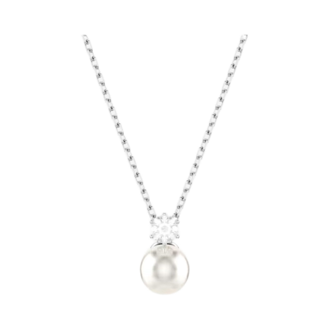 (W) 스와로브스키 매트릭스 펜던트 크리스탈 펄 라운드 컷 화이트 로듐 플래팅((W) Swarovski Matrix Pendant Crystal Pearl Round Cut White Rhodium Plated) - 2