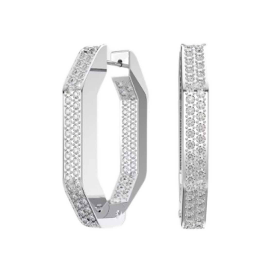 5618308 (W) Swarovski Dextera Hoop Earrings White Rhodium Plated