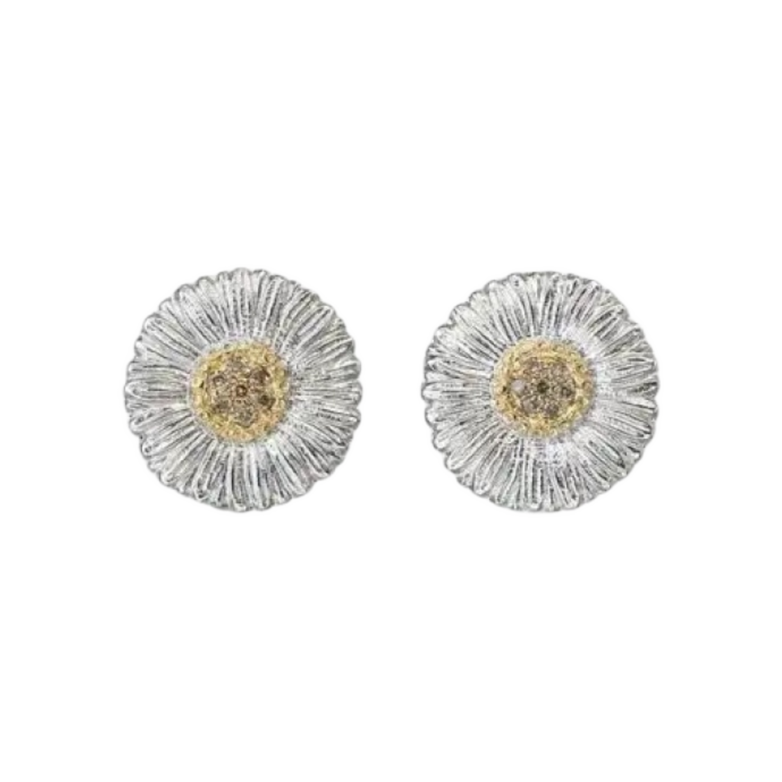 JAGEAR012309 Buccellati Blossoms Daisy Earrings with Diamonds Sterling Silver