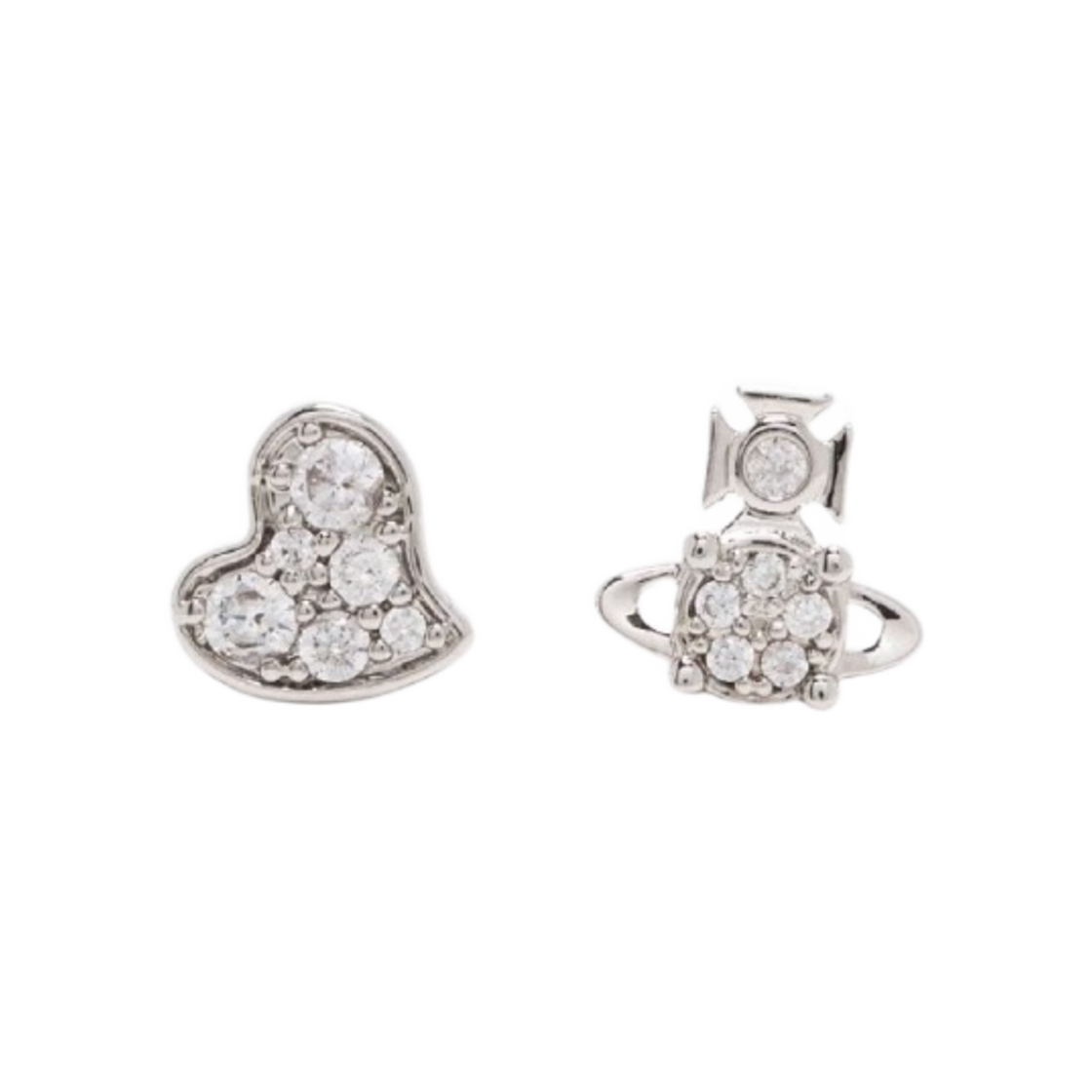 (W) 비비안 웨스트우드 브랜디타 하트 오브 이어링 실버((W) Vivienne Westwood Brandita Heart Orb Earrings Silver) - 1
