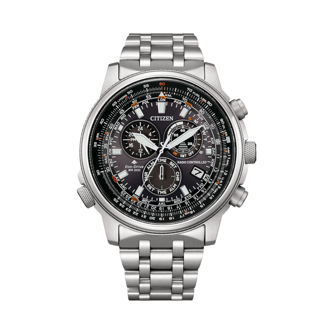 시티즌 에코드라이브 젠츠 43.7mm 스테인리스 스틸 블랙 실버(Citizen Eco-Drive Gents 43.7mm Stainless Steel Black Silver) - 1