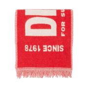 Diesel S-Bisc-New Blended Wool Muffler with Jacquard Logo Red