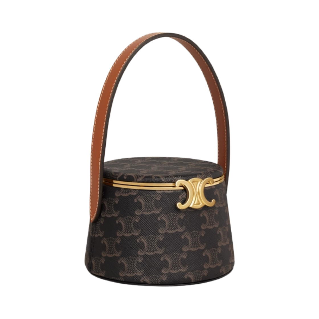 셀린느 니나 미노디에르 램스킨 트리옹프 캔버스 프린트 카프스킨 탄(Celine Nina Minaudiere in Lambskin with Triomphe Canvas Print Calfskin Tan) - 2