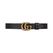 Gucci Reversible Leather Belt with Double G Buckle Black Brown
