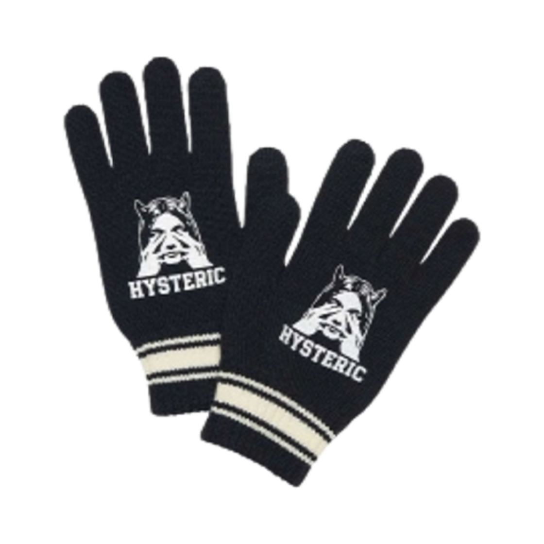 02243QG03 Hysteric Glamour See No Evil Knitted Gloves Black