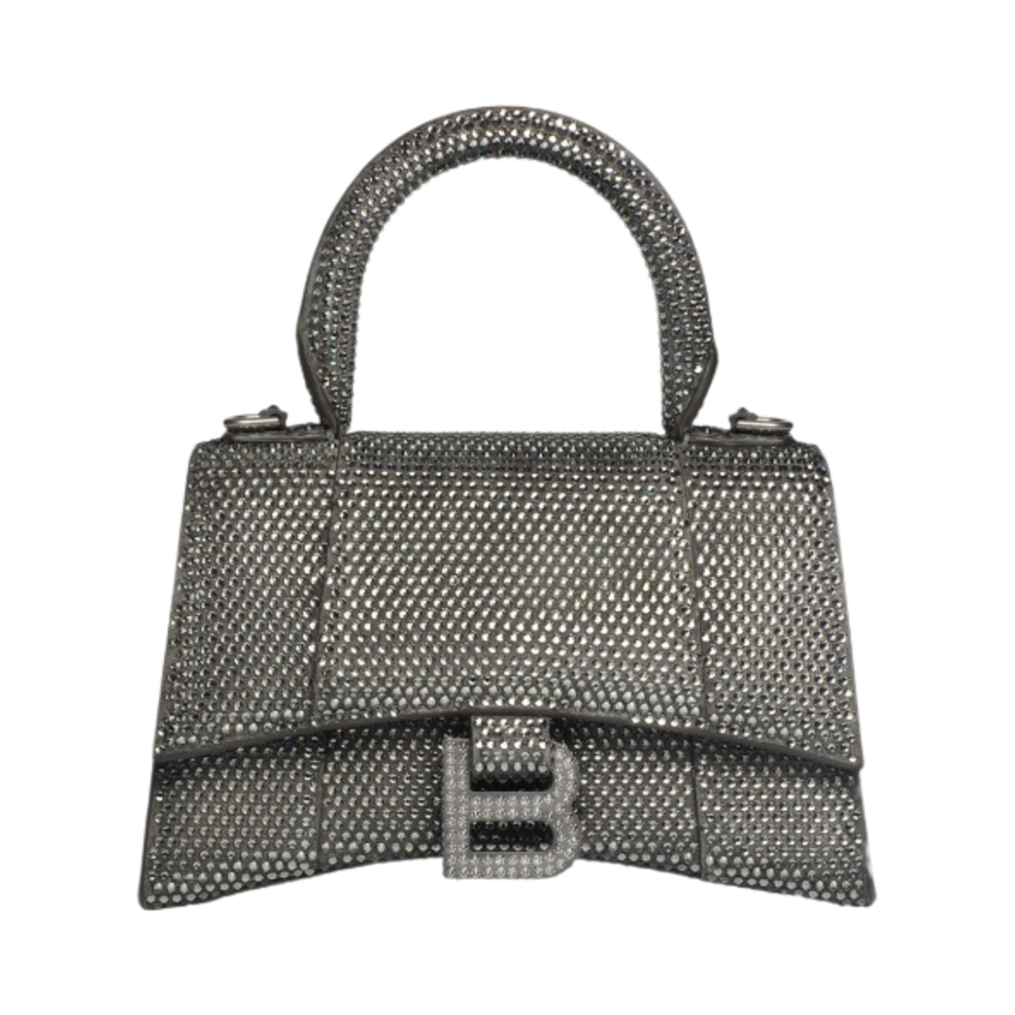 발렌시아가 라인스톤 아워글래스 XS 핸드백 그레이(Balenciaga Hourglass XS Handbag with Rhinestones Grey) - 1