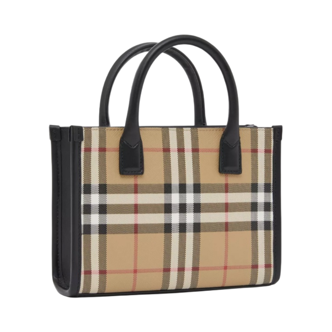 버버리 빈티지 체크 레더 미니 토트백 아카이브 베이지(Burberry Vintage Check and Leather Mini Tote Bag Archive Beige) - 3