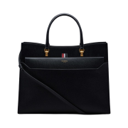 Thom Browne Pebble Grain Leather Large Duet Tote Black