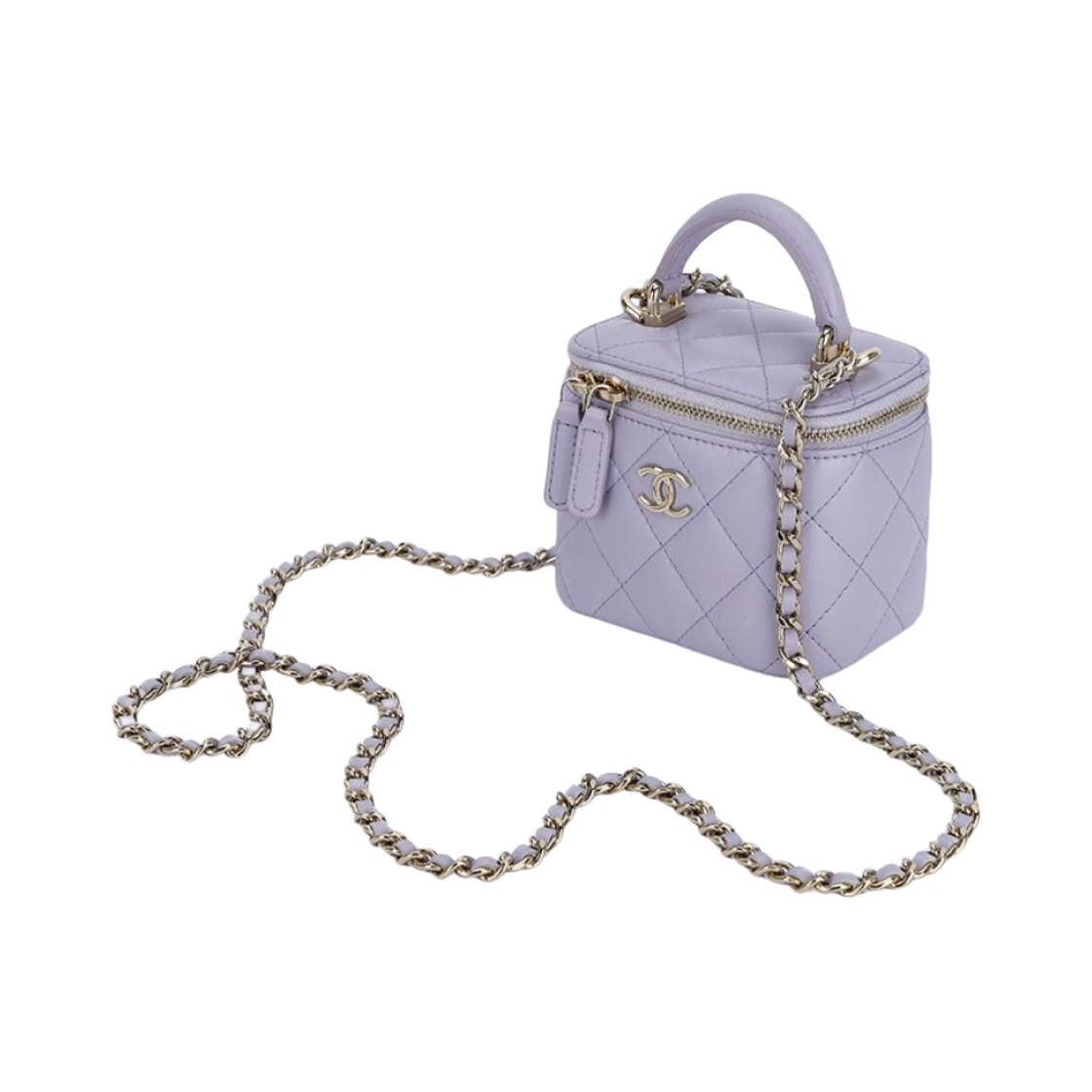 샤넬 스몰 체인 코스메틱 케이스 램스킨 & 골드 메탈 라이트 퍼플(Chanel Small Vanity With Chain Lambskin & Gold Light Purple) - 3