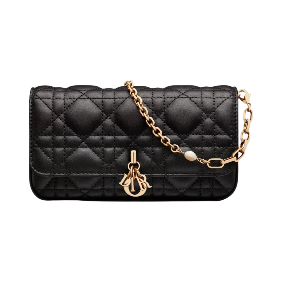S0977ONMJ-M900 Dior Lady Phone Pouch Black Cannage Lambskin