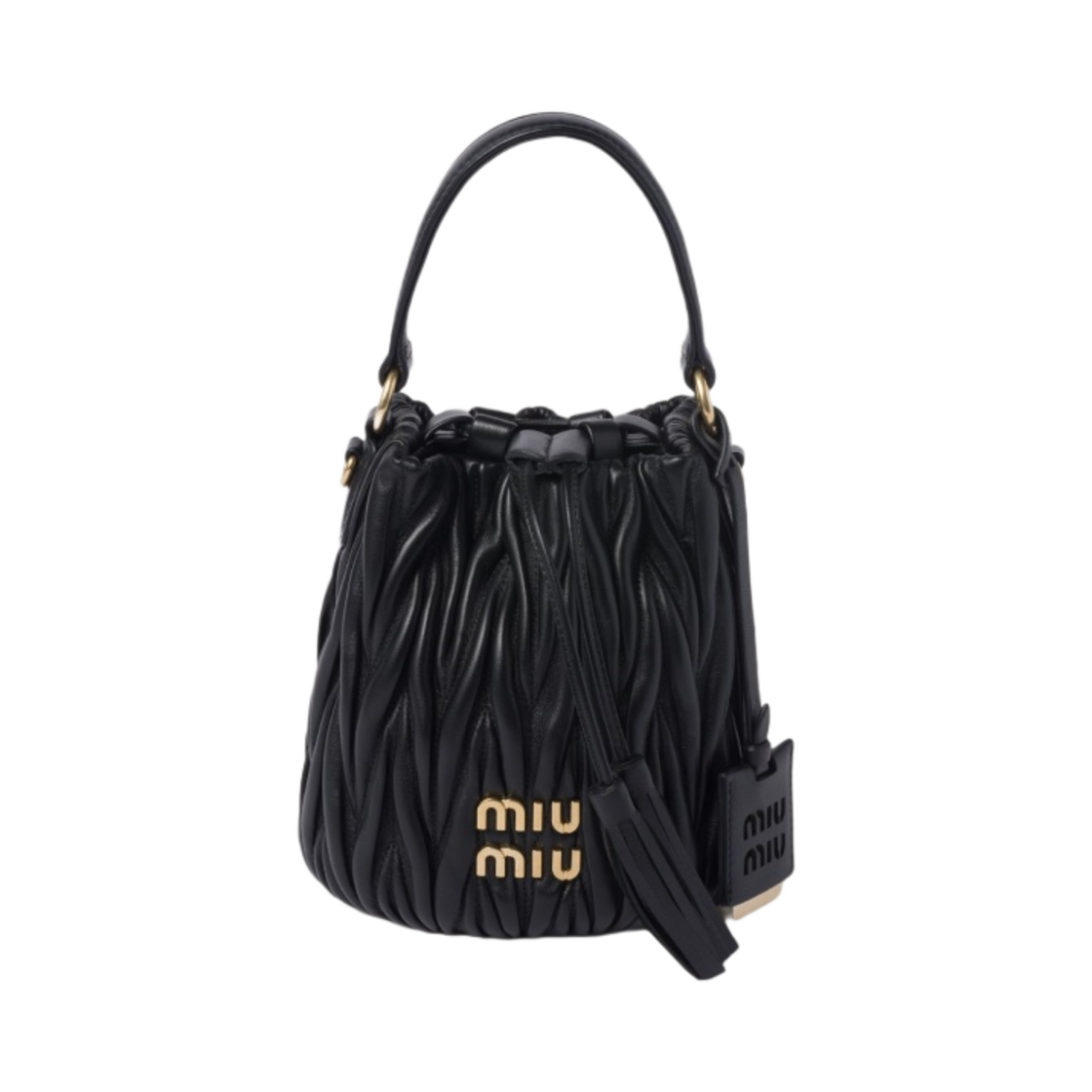 미우 미우 마테라쎄 나파 가죽 버킷백 블랙(Miu Miu Matelasse Nappa Leather Bucket Bag Black) - 1