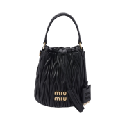 Miu Miu Matelasse Nappa Leather Bucket Bag Black