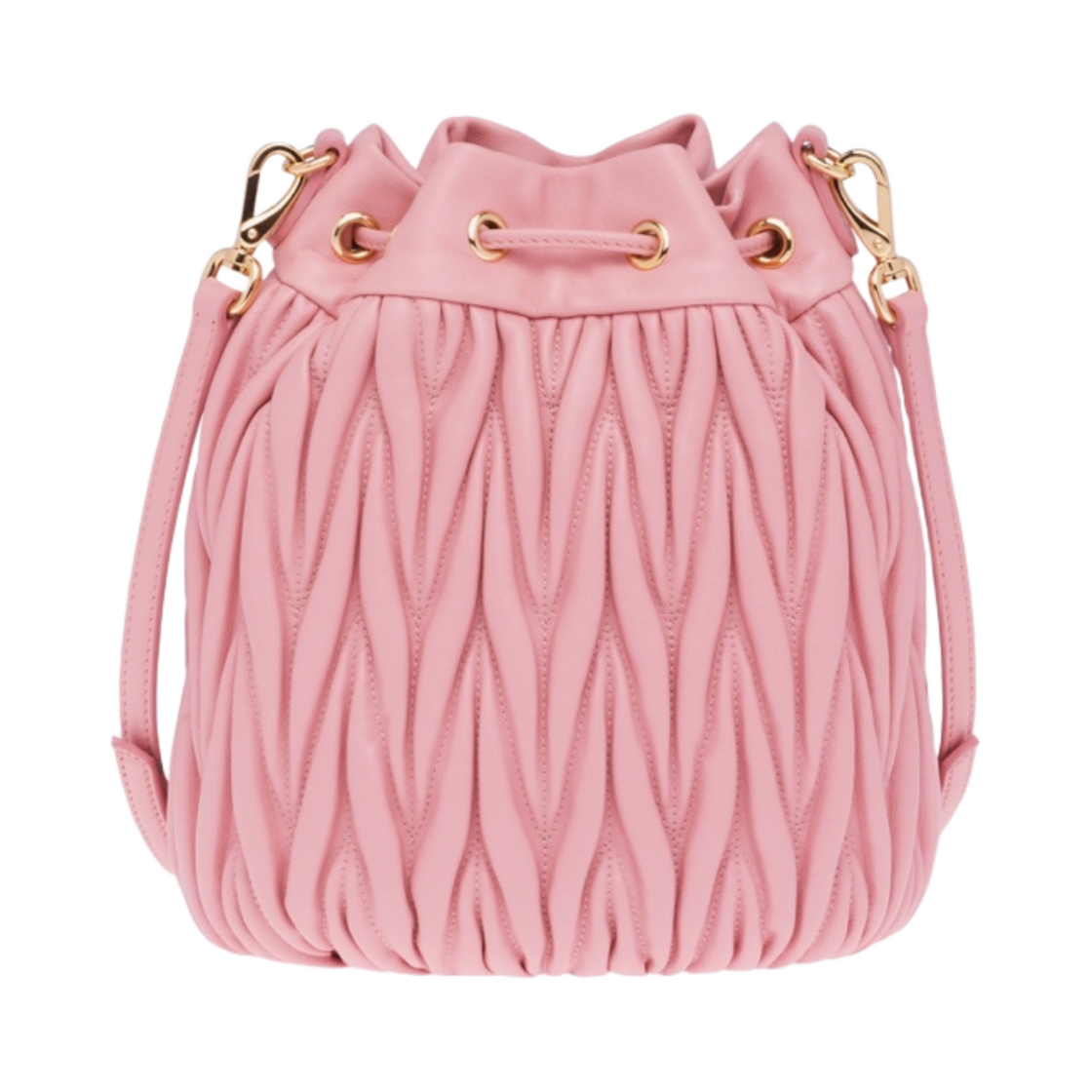 미우 미우 마테라쎄 가죽 버킷백 핑크(Miu Miu Matelasse Nappa Leather Bucket Bag Pink) - 3
