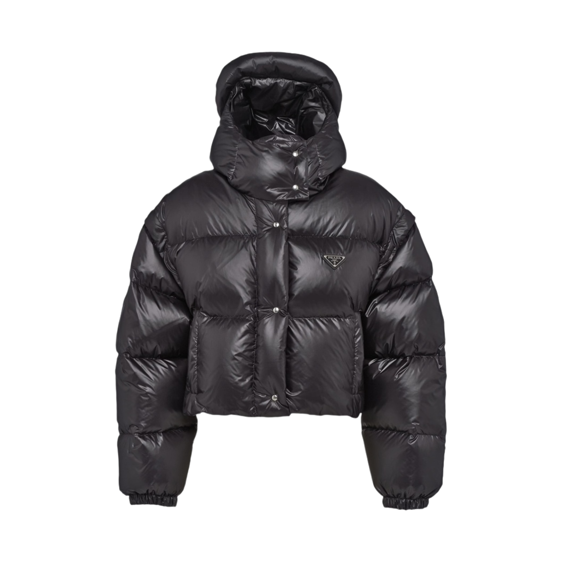(W) 프라다 리나일론 컨버터블 크롭 다운 자켓 블랙((W) Prada Re-Nylon Convertible Cropped Down Jacket Black)