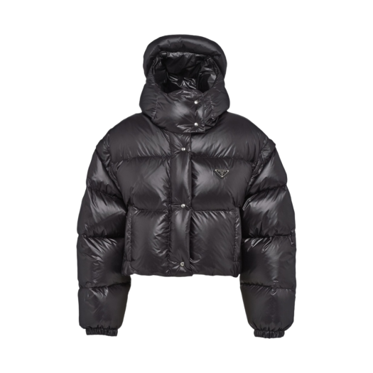 291973-11A9-F0002 (W) Prada Re-Nylon Convertible Cropped Down Jacket Black