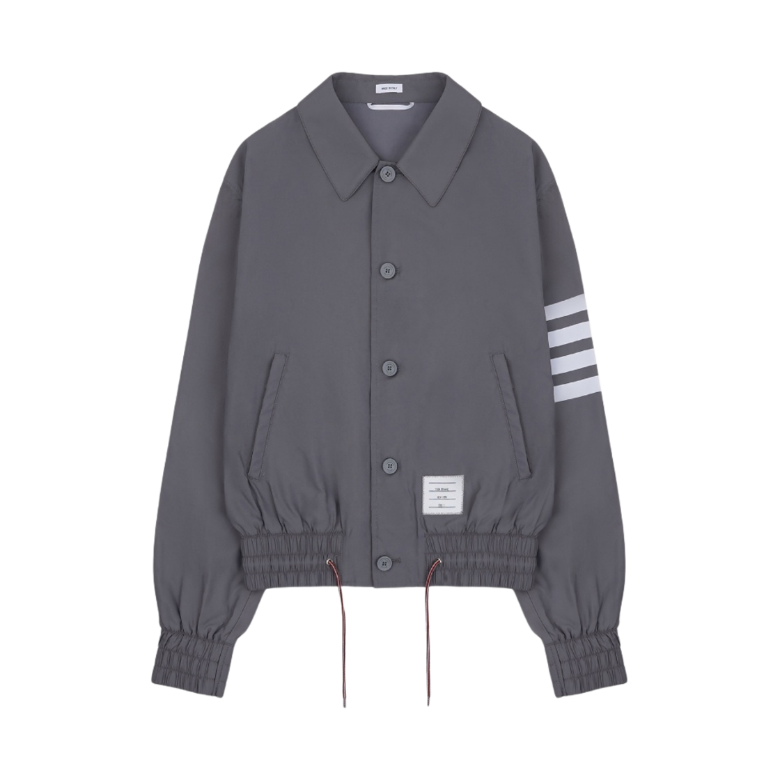 톰브라운 솔리드 스윔 테크 사선 블루종 자켓 미디움 그레이(Thom Browne Solid Swim Tech 4-Bar Blouson Jacket Medium Grey) - 1