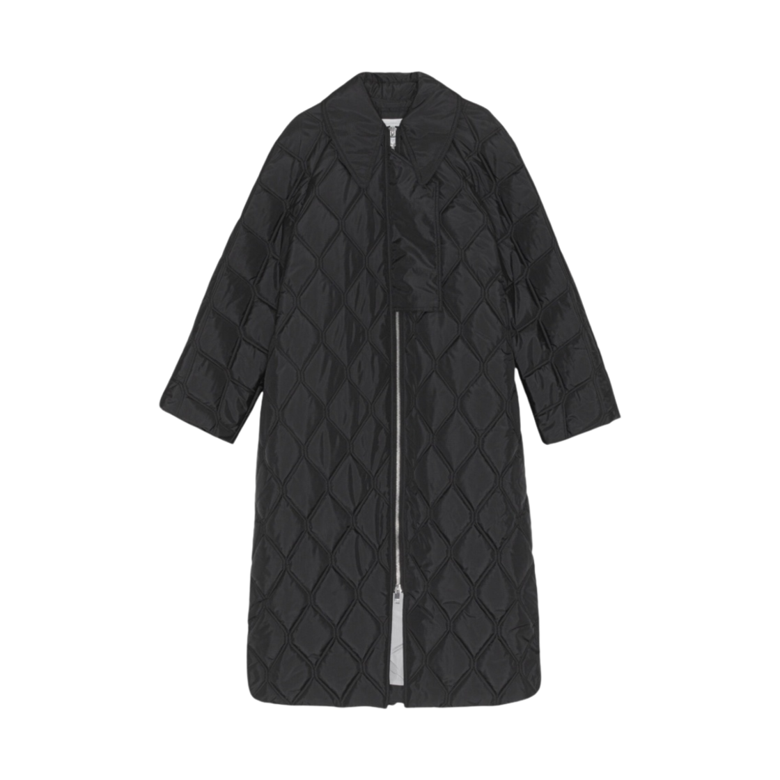 (W) 가니 립스탑 퀼트 코트 블랙((W) Ganni Ripstop Quilt Coat Black) - 1