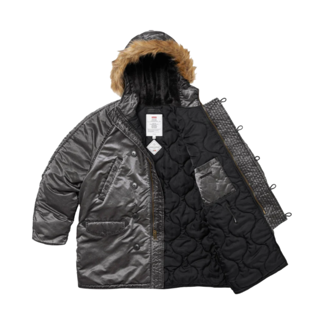 슈프림 워시드 플라이트 사틴 N-3B 파카 블랙 - 24FW(Supreme Washed Flight Satin N-3B Parka Black - 24FW) - 2