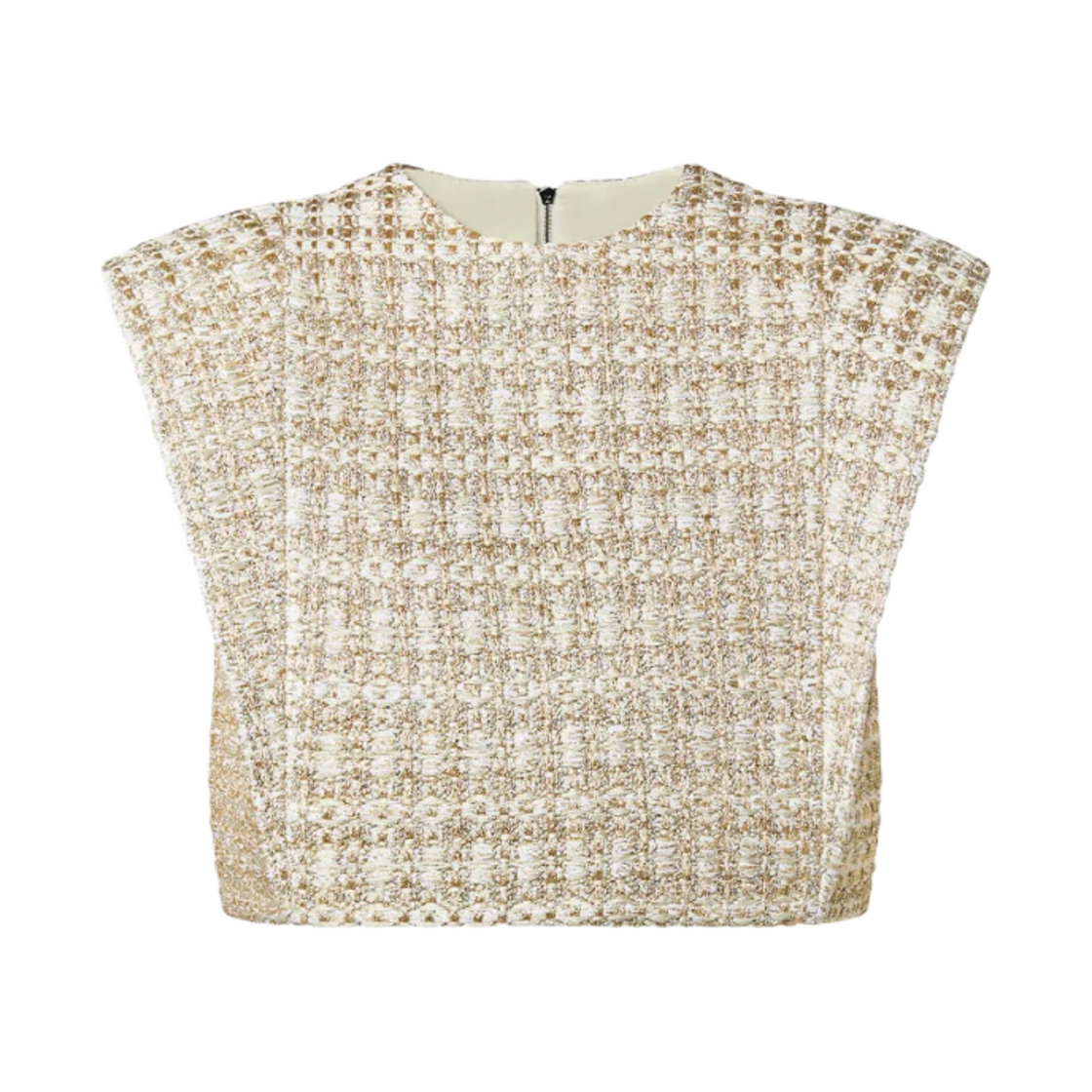 (W) 루이비통 루렉스 트위드 테이퍼드 박스 탑 아이보리((W) Louis Vuitton Lurex Tweed Tapered Box Top Ivory) - 1