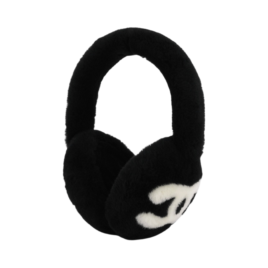 AA9442-B13871-NQ798 Chanel Earmuffs Shearling Lambskin Black White