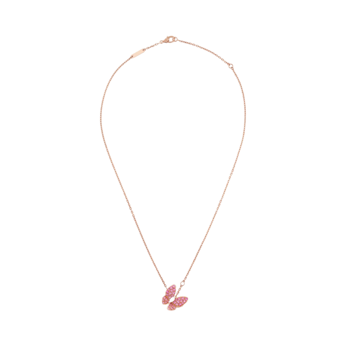 VCARO3M200 (W) Van Cleef & Arpels Two Butterfly Pendant Pink Gold Diamond Sapphire