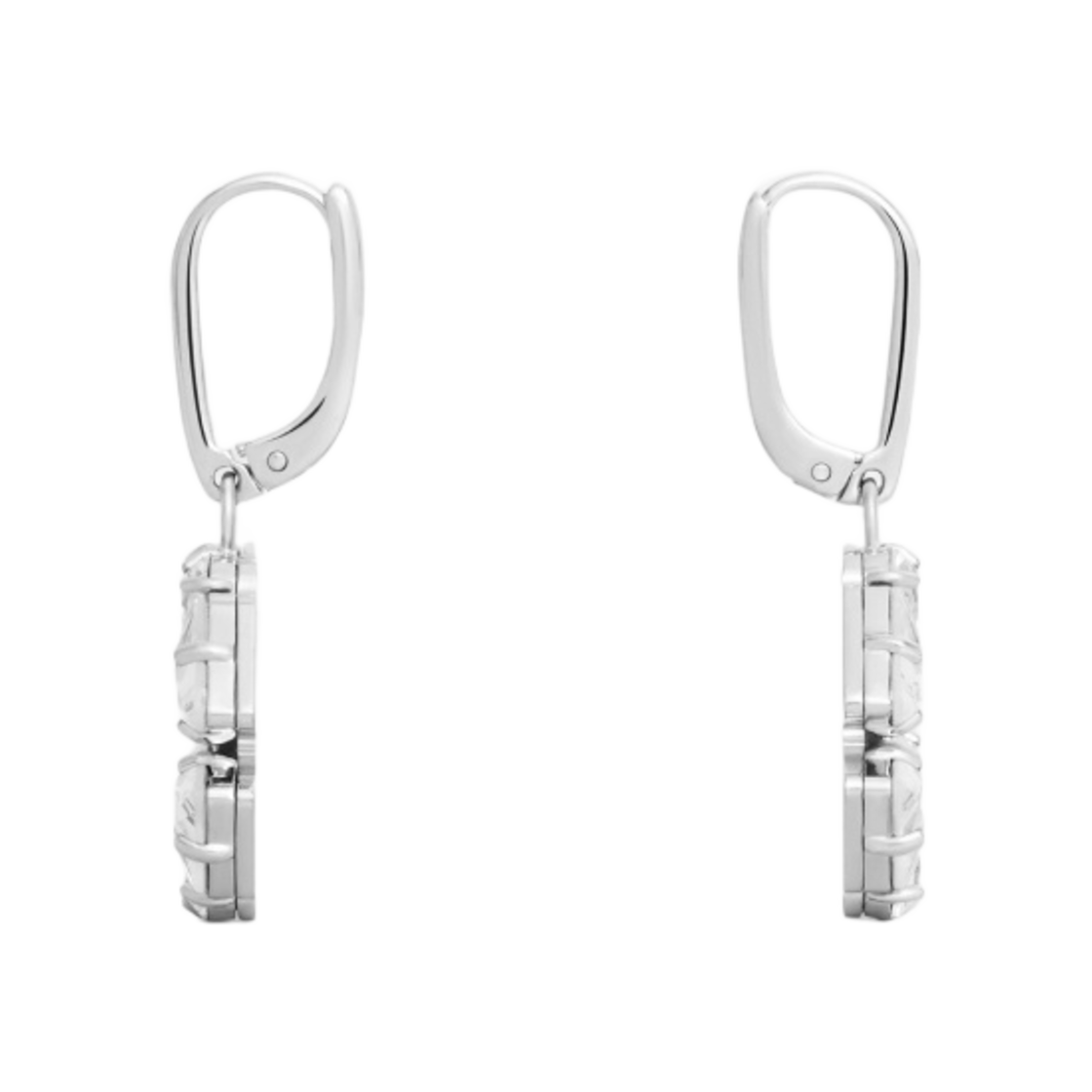 (W) 셀린느 데이지 이어링 브래스 로듐 피니쉬 스트라스 실버((W) Celine Daisy Earrings in Brass with Rhodium Finish Strass Silver) - 3