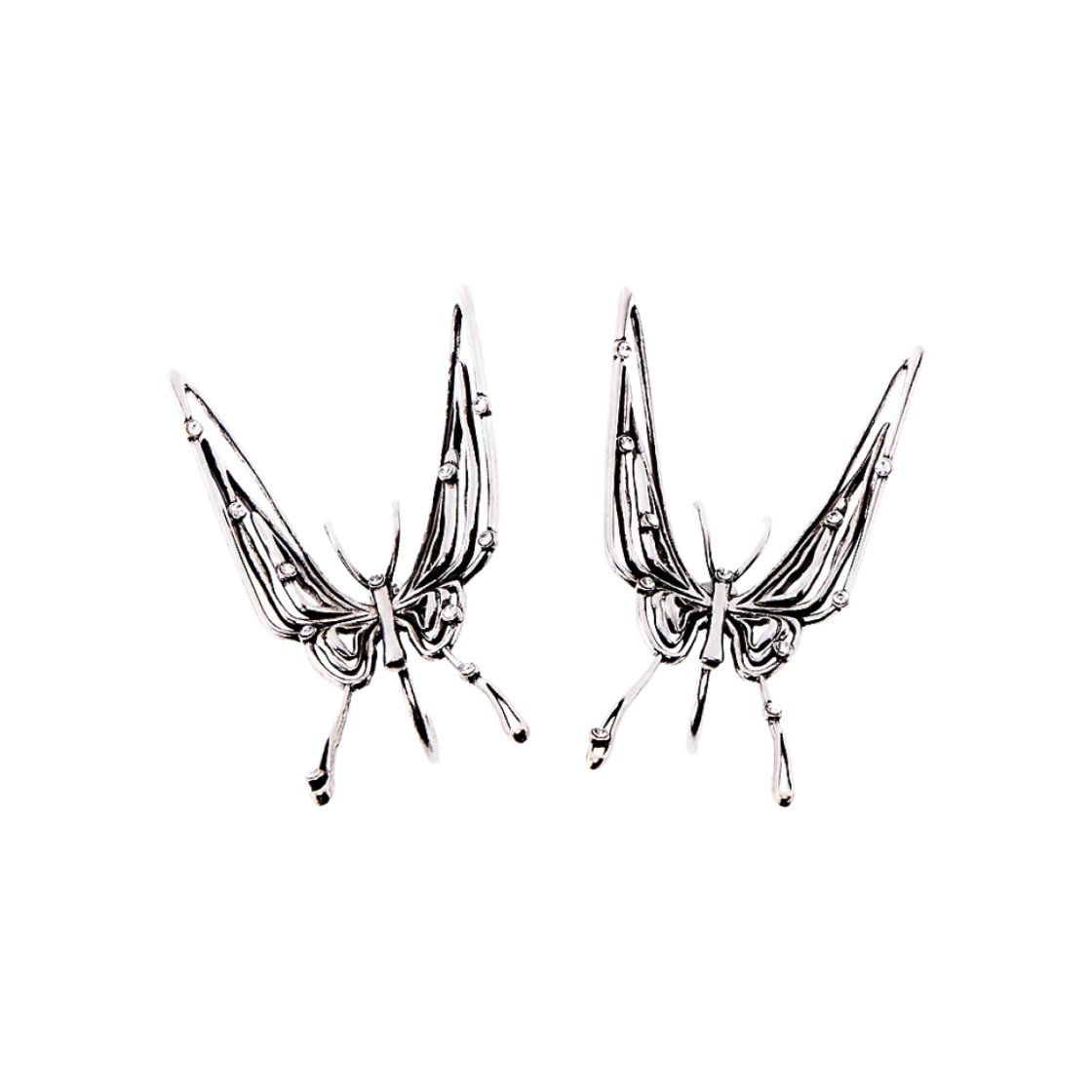 3S5JER001J01-072 (W) Heaven By Marc Jacobs x Y/Project Butterfly Earrings Aged Silver Crystal