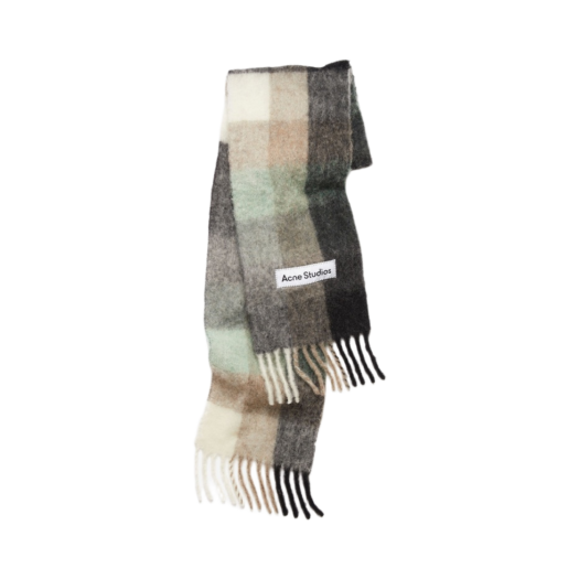 CA0084-BO8 Acne Studios Mohair Check Scarf Grey Green Black