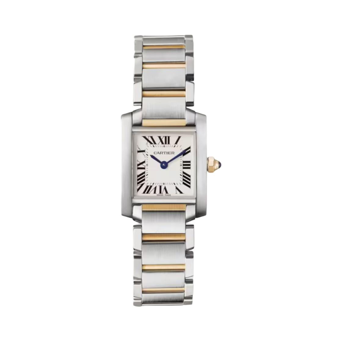 W51007Q4 Cartier Tank Francaise Watch Small Quartz Steel Bracelet Yellow Gold Steel