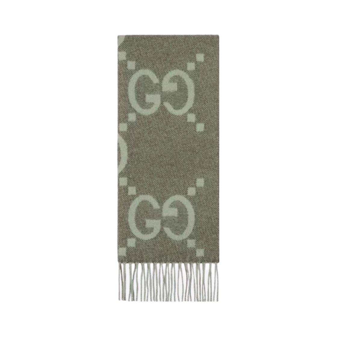 (W) 구찌 GG 캐시미어 자카드 머플러 올리브 다크 그린((W) Gucci GG Cashmere Jacquard Muffler Olive Dark Green) - 1
