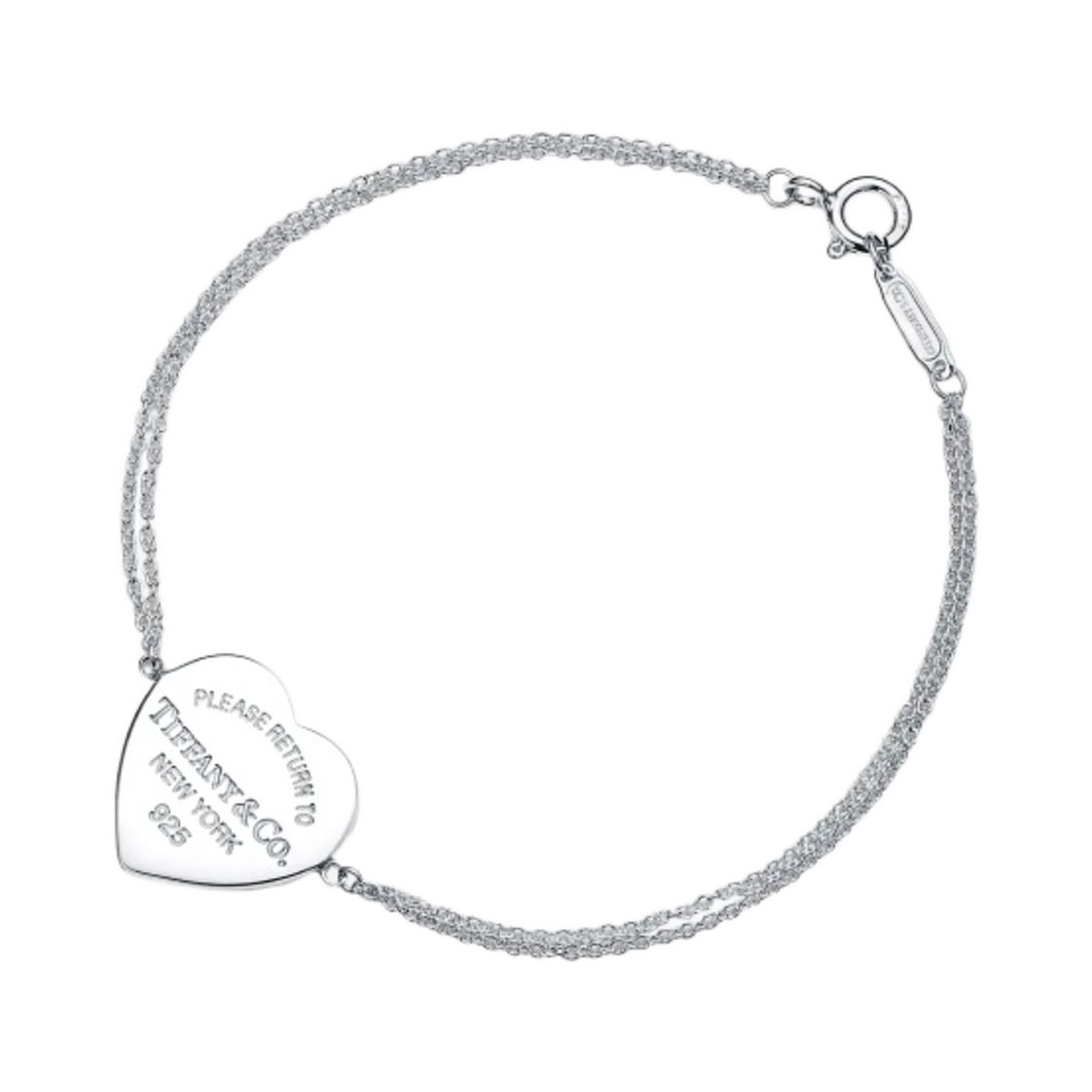 60143454 Tiffany & Co. Return To Tiffany Double Chain Heart Tag Bracelet Silver