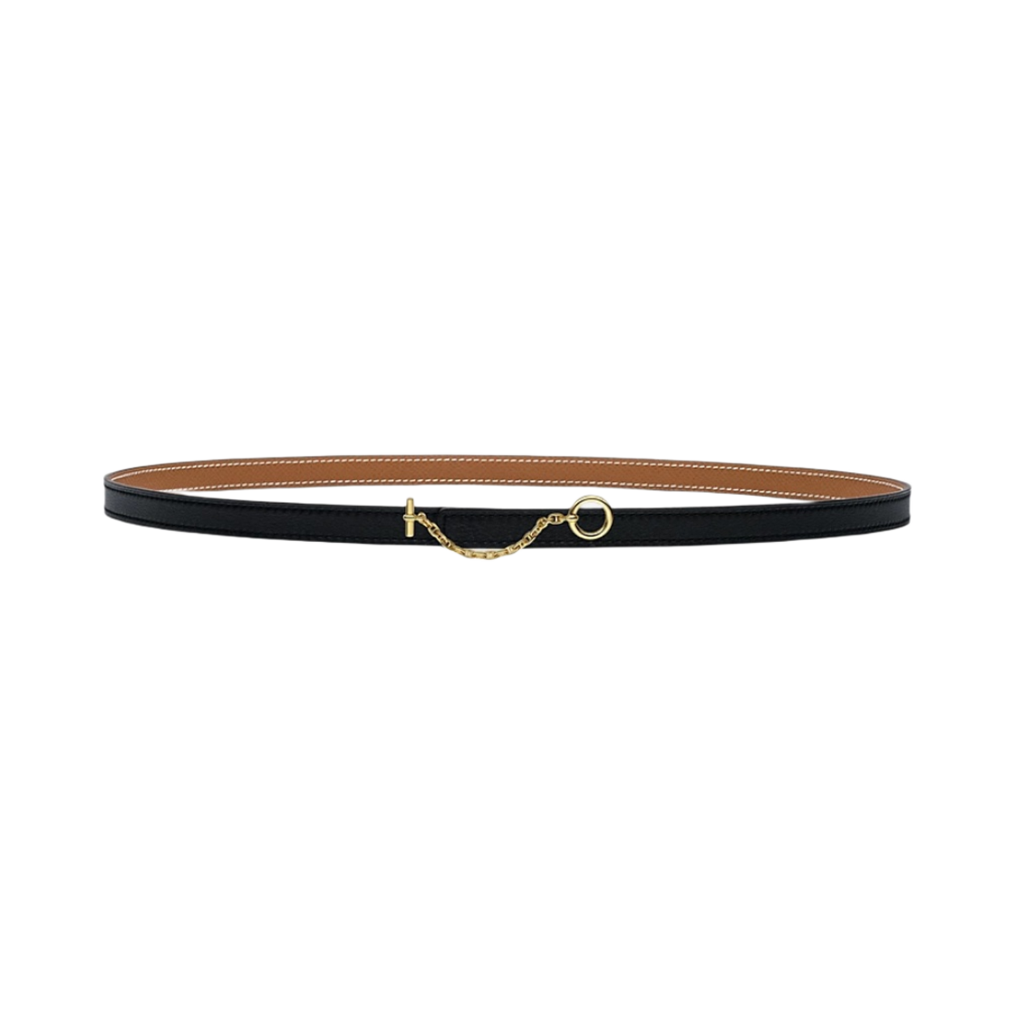 (W) 에르메스 카루젤 벨트 버클 & 리버서블 가죽 스트랩 13mm & 골드 누아 골드((W) Hermes Carrousel Belt Buckle & Reversible Leather Strap 13mm & Gold Noir Gold) - 1