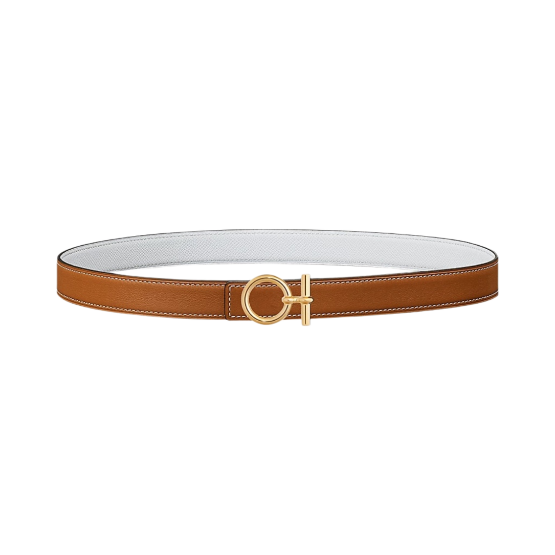 (W) 에르메스 플로 벨트 버클 & 리버서블 가죽 스트랩 24mm & 골드 골드 블랑((W) Hermes Flot Belt Buckle & Reversible Leather Strap 24mm & Gold Gold Blanc) - 1