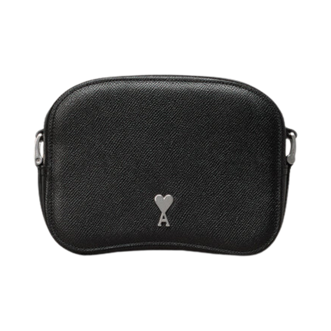 ULL162-AL0036-0014 AMI Paris Leather Camera Bag Black Silver