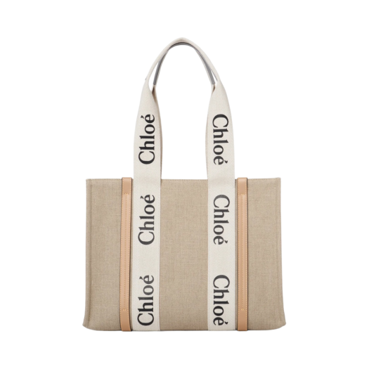 CHC22AS383I2690Z Chloe Woody Medium Tote Bag White Beige