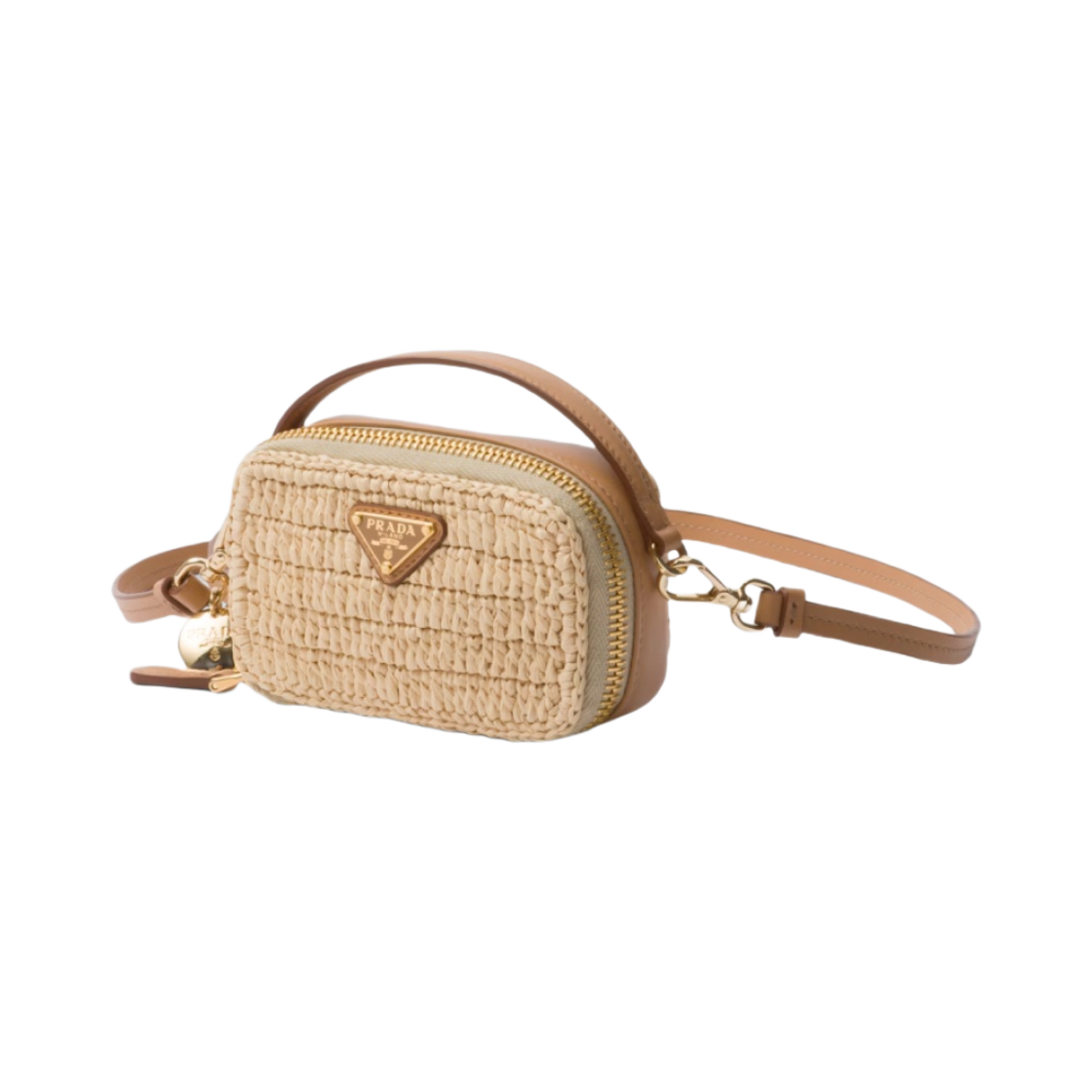 프라다 우븐 및 레더 미니 파우치 내츄럴(Prada Woven and Leather Mini Pouch Natural) - 2