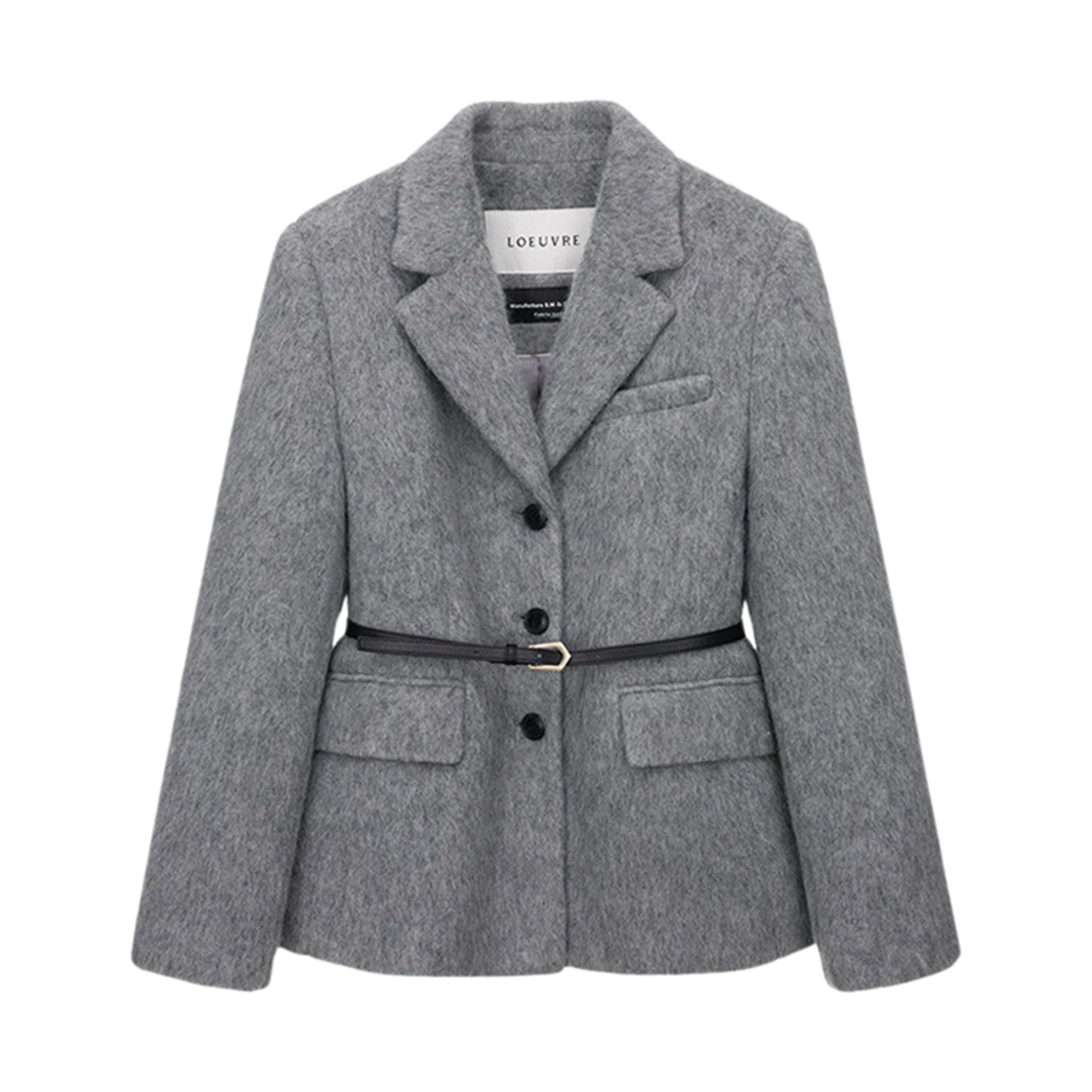 (W) 루에브르 울 블렌디드 싱글 브레스티드 자켓 그레이((W) Loeuvre Wool Blended Single Breasted Jacket Grey)