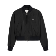 AMI Nylon Cotton Technical Twill Bomber Jacket Black