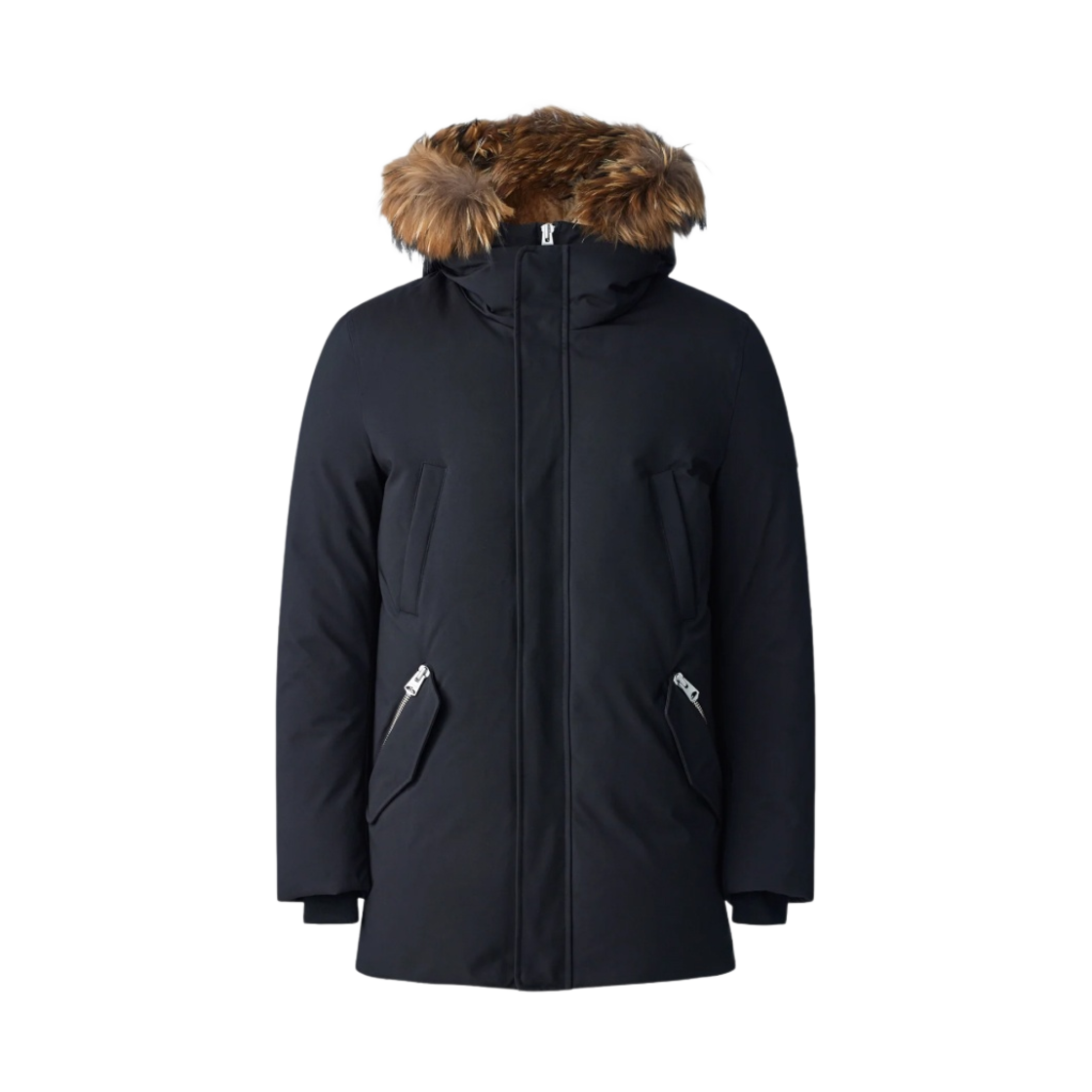 EDWARD-F Mackage Edward 2-In-1 Down Parka with Hooded Bib and Natural Fur Black Silver