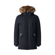 Mackage Edward 2-In-1 Down Parka with Hooded Bib and Natural Fur Black Silver