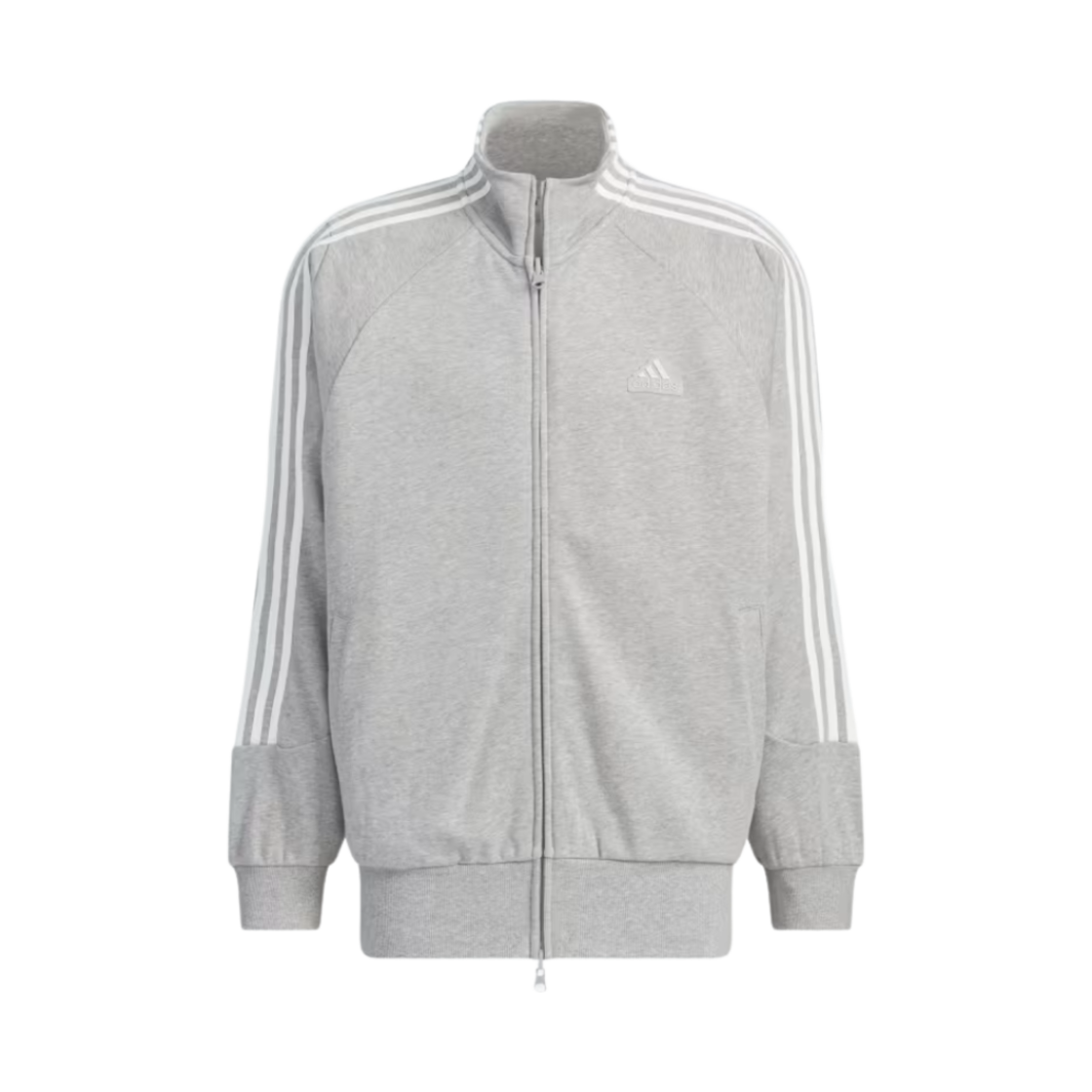 아디다스 3S 니트 트랙탑 미디움 그레이 헤더 - KR 사이즈(Adidas 3S Knit Track Top Medium Grey Heather - KR Sizing)